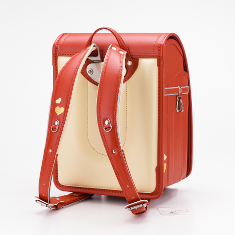 No.5 ベルエース ハイブリッド ハート ランドセル(アプリコット) 正面