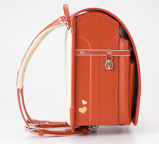 No.5 ベルエース ハイブリッド ハート ランドセル(アプリコット) 横
