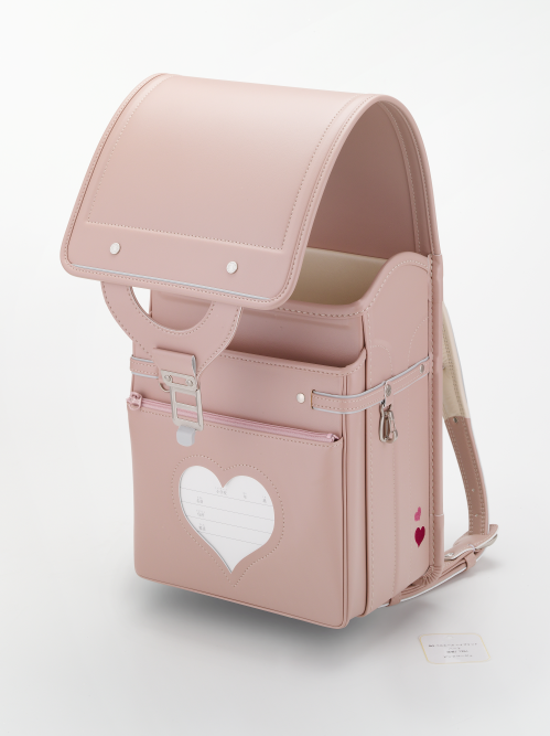 No.5 ベルエース ハイブリッド ハート ランドセル(ピンクベージュ) 横