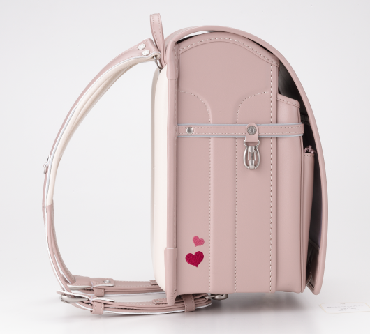 No.5 ベルエース ハイブリッド ハート ランドセル(ピンクベージュ) 横